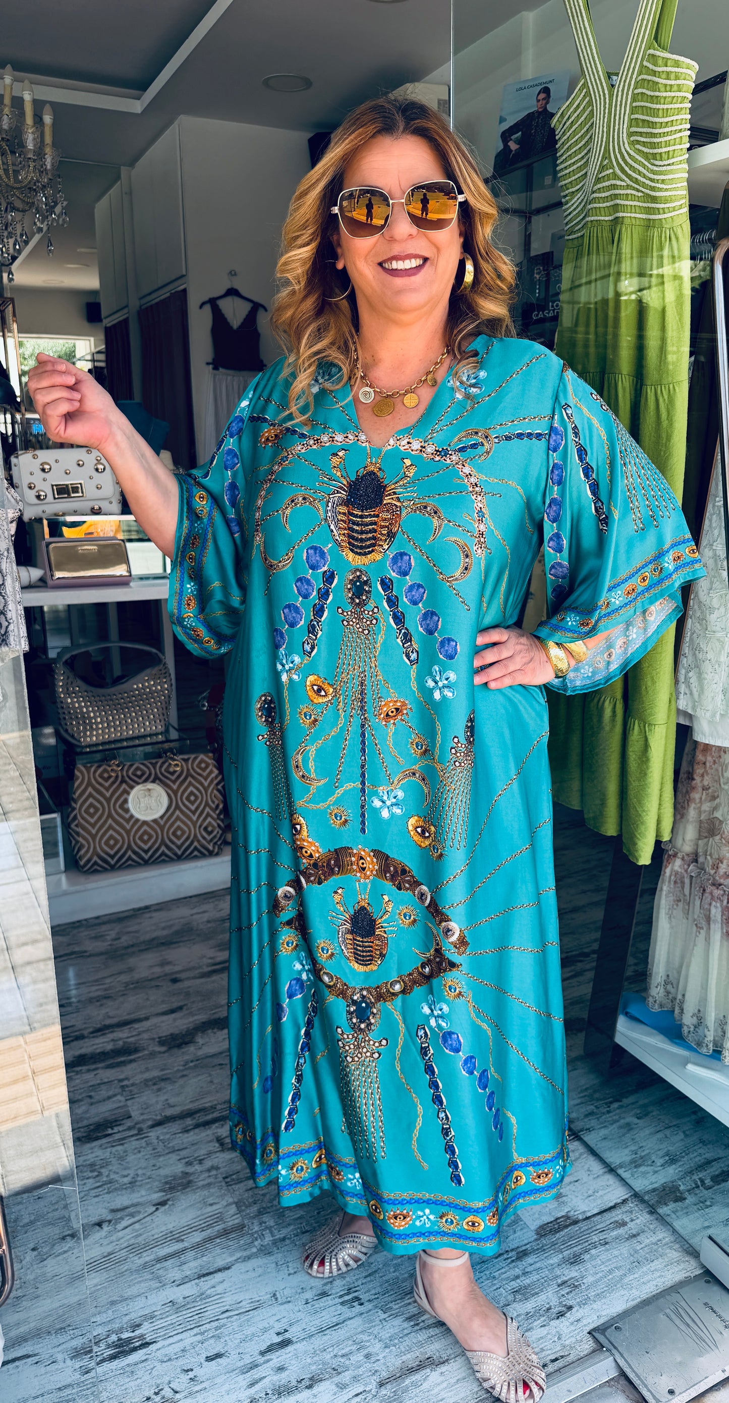 Maxi Καφτάνι με Luxury Jewel Print-2
