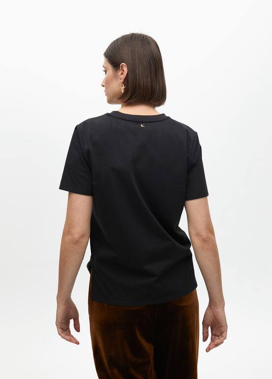 LOLA CASADEMUNT Βαμβακερό t-shirt με κεντημένη παγιετες