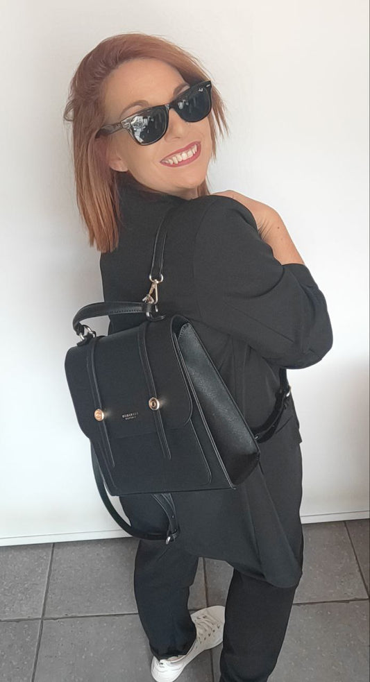 Τσάντα χειρός με λουράκι ώμου μαύρο-1