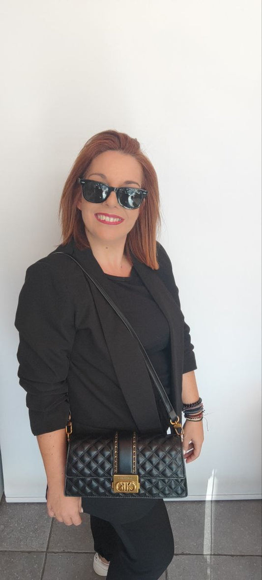 Τσάντα χειρός με λουράκι ώμου μαυρο-1