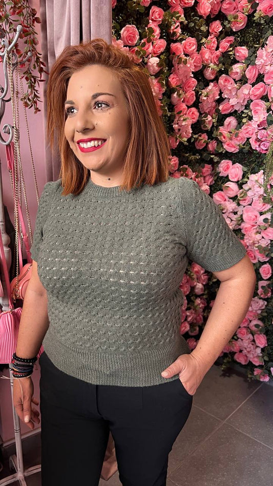 Πλεκτό κοντομάνικο τρυπητο ΛΑΔΙ-8