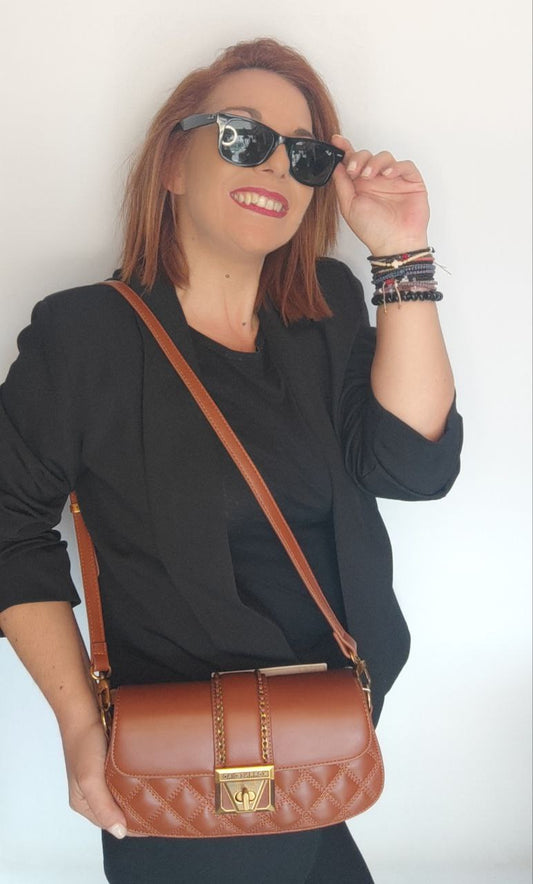 Τσάντα χειρός με λουράκι ώμου caramel-2