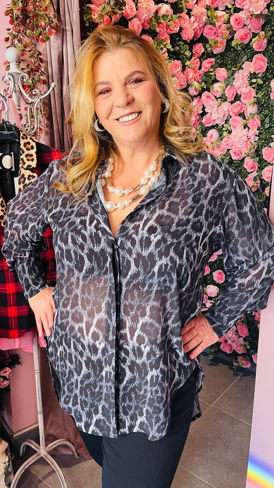 Πουκάμισο Animal διάφανο ΜΑΥΡΟ-3