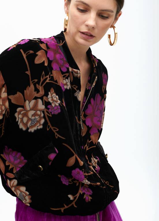 LOLA CASADEMUNT Βελούδινο bomber φλοραλ