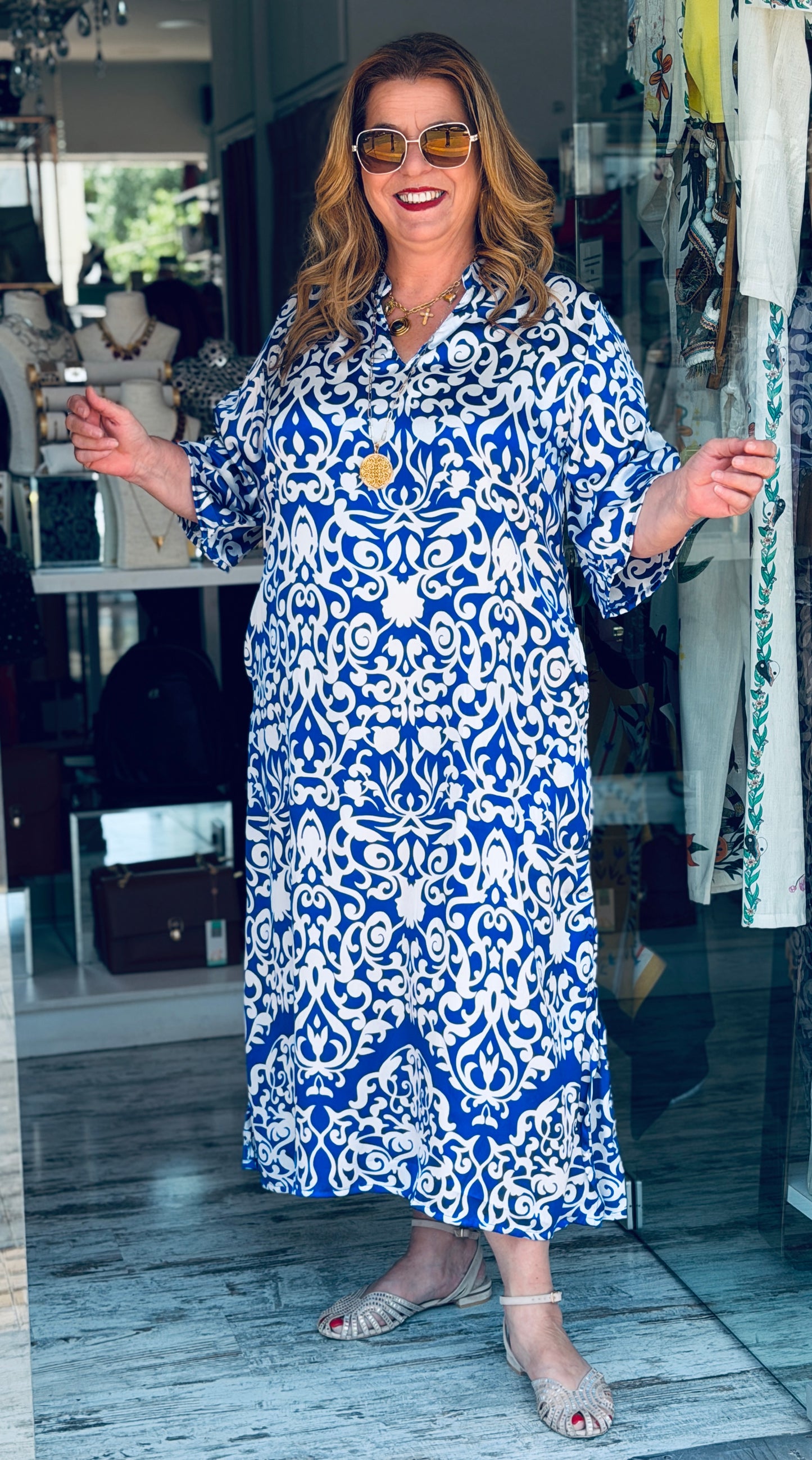 Αέρινο Καφτάνι Viscose με Baroque Print
