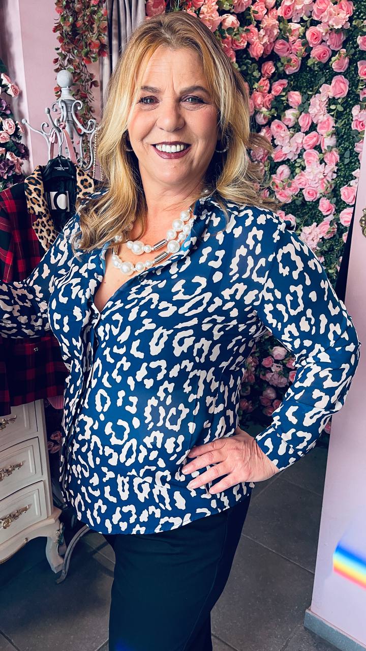 Πουκάμισο λεοπαρ μπλε-2