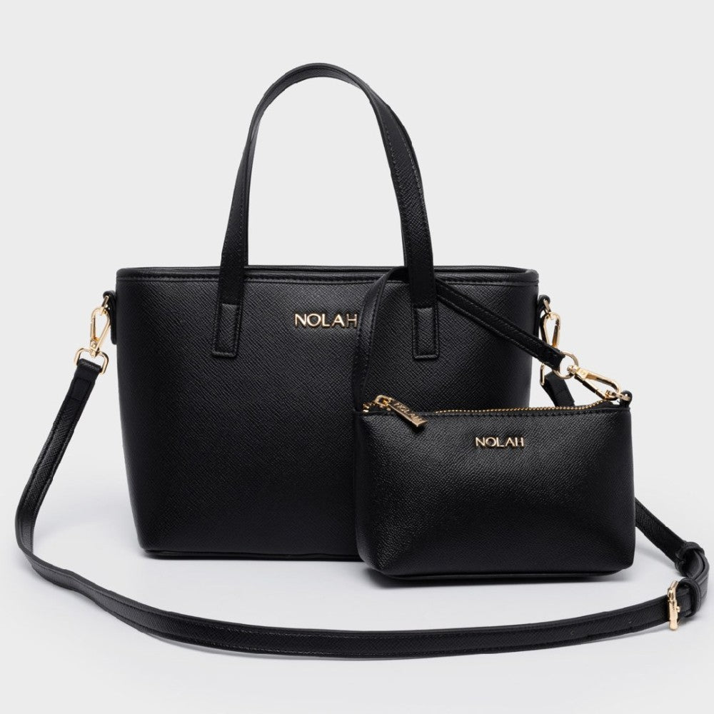 NolahRoma Γυναικεία Τσάντα Χειρός Μαύρη gold