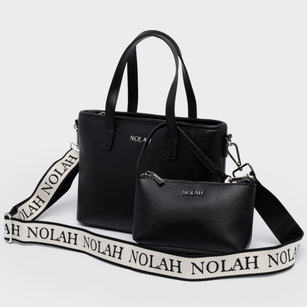 NolahRoma Γυναικεία Τσάντα Χειρός Μαύρη gold