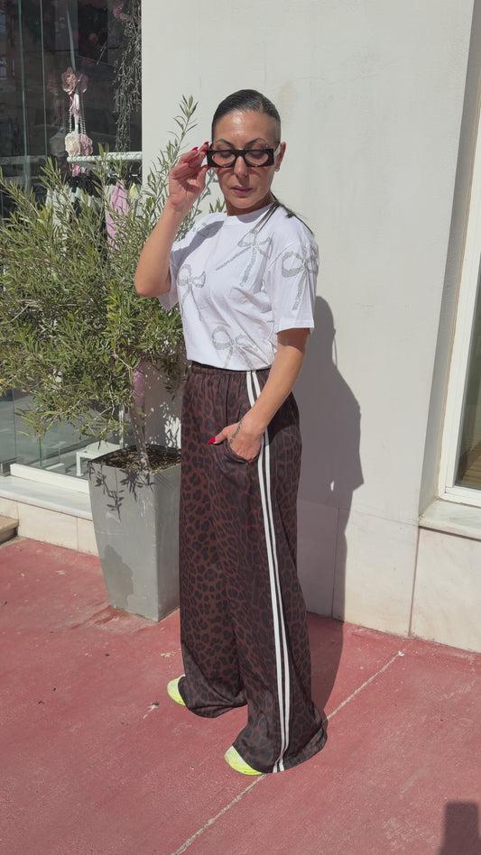 Φόρμα με ίσια γραμμή Jaguar print και ρίγα ασπρο-3